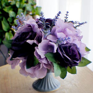 Everyday Roses and Hydrangea half sphere, arrangement, Farmhouse Arrangement, bowl filler, tabletop or centerpiece, wedding supplies