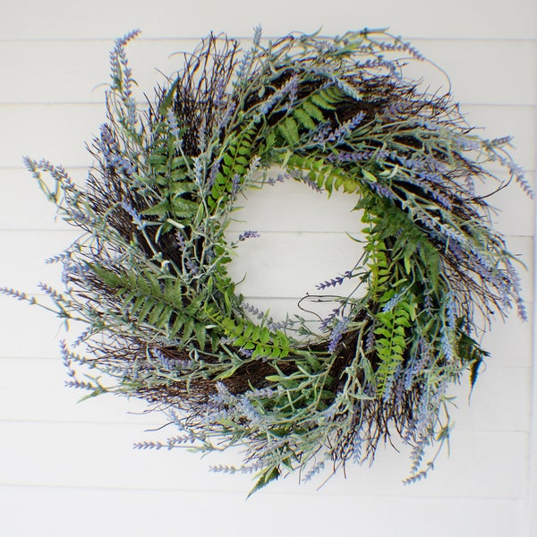 Lavender Wreath, Farmhouse Front Door Wreath, Extra large Wreath, Greenery Wreath, Year Round Wreath, Mothers Day, Farmhouse decor