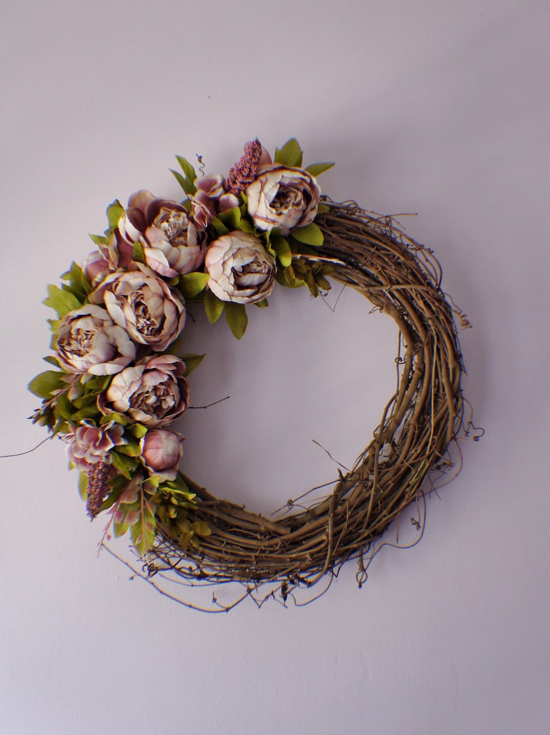 Front Door Wreaths, Door Wreath, Wedding Wreath, Door Wreath, Pink Peony Wreath, Year Round Wreath, Winter Wreath, Fall Wreath Summer Wreath image 1