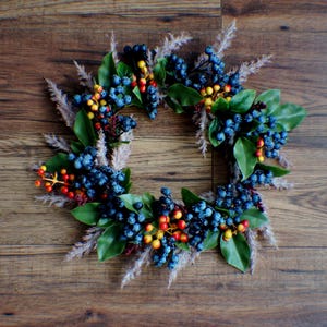 Blueberry Wreath, Large Wreath, Year Round Wreath, Spring Wreath Summer Wreath, Door Wreath, Farmhouse decor, Farmhouse wreath