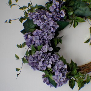 Hydrangea Front Door Wreath: Purple Floral Wedding Decor image 5