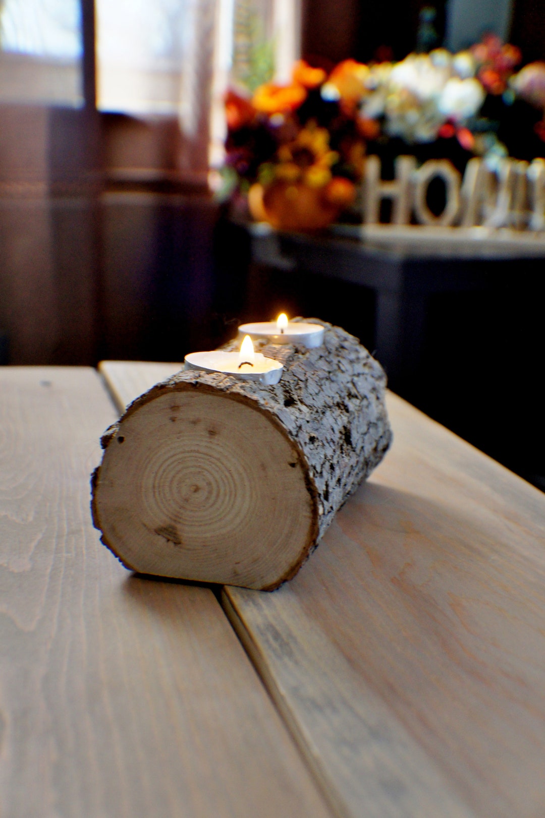 Wood Candle Holder Wedding Center Pieces Log Candle Holder - Etsy