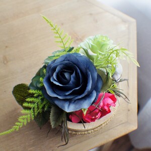 Succulent flower arrangement, Silk Flower Arrangement, Roses Arrangement, Table Centerpiece, Bathroom Decor Bedroom Decor image 5