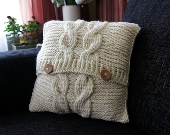 Cable Knit Pillow Cover, Pillow cover, Decorative Pillow Cover, Accent Pillow Cover, Decorative Pillow Cover, Cream White,16x16
