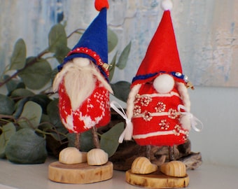 Gnome de Noel, Gnome de ferme Ensemble de 2, Gnome scandinave, Gnome nordique d'ornement de Noel, Gnome de forêt, poupée d'elfe, Gnome de forêt