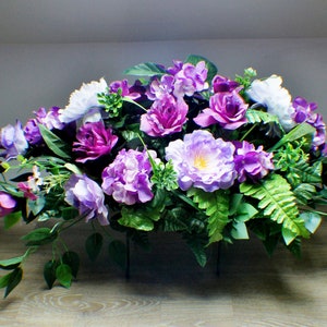 Headstone Saddle, Memorial Flowers, Summer Memorial Flowers, Fall Saddle, Gravesite Spray, Memorial flowers, Tombstone flowers