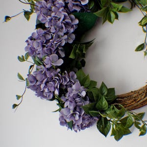 Hydrangea Front Door Wreath: Purple Floral Wedding Decor image 7