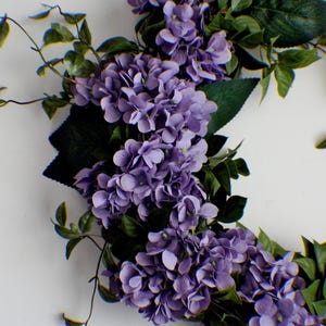 Hydrangea Front Door Wreath: Purple Floral Wedding Decor image 2