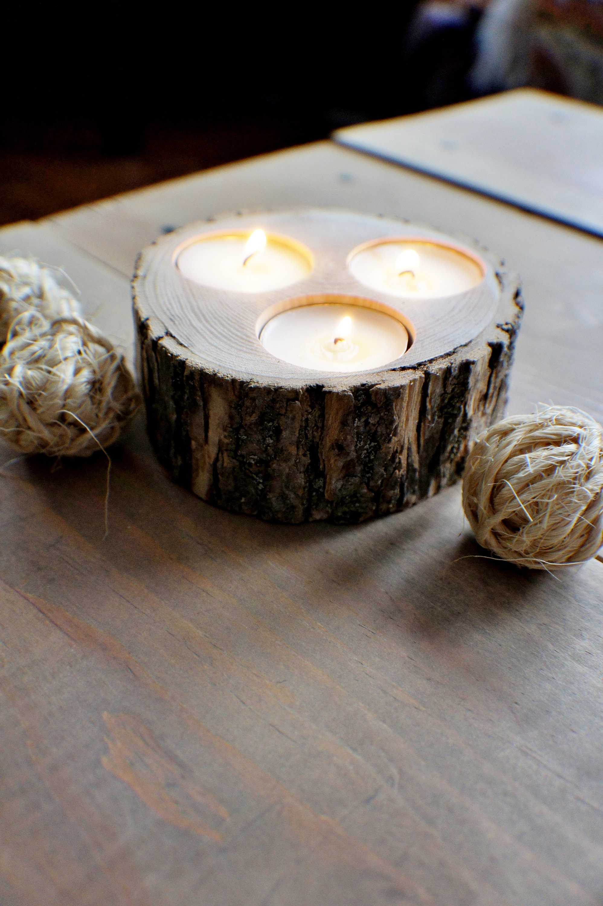 Wood Candle Holder Wedding Center Pieces Log Candle Holder - Etsy