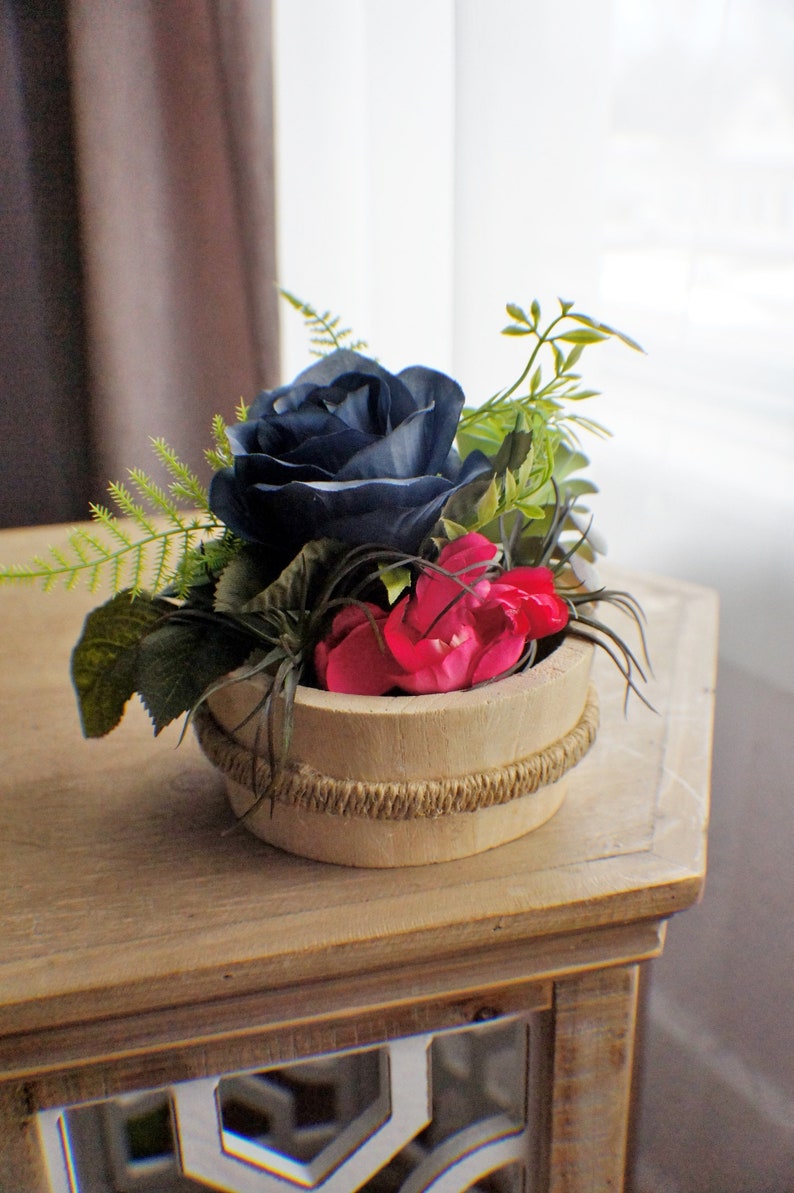 Succulent flower arrangement, Silk Flower Arrangement, Roses Arrangement, Table Centerpiece, Bathroom Decor Bedroom Decor image 4