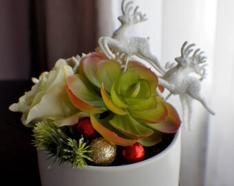 RTS Succulent flower arrangement, Silk Flower Arrangement, Christmas Arrangement, Table Centerpiece, Bathroom Decor Bedroom Decor