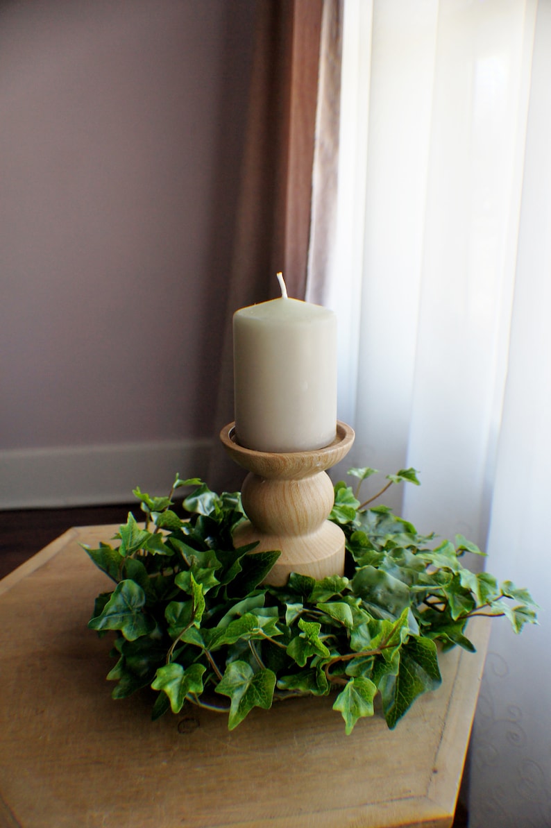 Ivy Farmhouse Candle Ring, Farmhouse Everyday Decoration Small Wreath