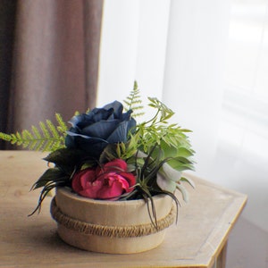 Succulent flower arrangement, Silk Flower Arrangement, Roses Arrangement, Table Centerpiece, Bathroom Decor Bedroom Decor image 2