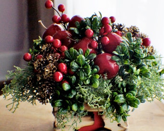 Farmhouse Christmas arrangement, Ready to Ship, Christmas Arrangement, Red Arrangement, Pine, Table Centerpiece Christmas Gift