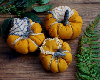 Textile Pumpkins, Wool Pumpkins, Fall Autumn Decor, Harvest Ornaments, Thanksgiving, Halloween Decoration, Rustic Felted Food, Set of 3
