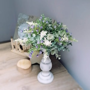 Eucalyptus Half Sphere Arrangement: Farmhouse Purple Mini Daisies