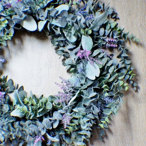 Front Door Wreath, Indoor Wreath, Eucalyptus Wreath Year around Wreath, New Home Door Wreath, Fern Wreath, Lavender Grasses Wreath, RTS