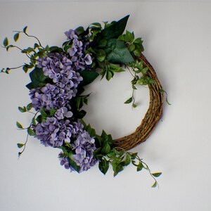 Hydrangea Front Door Wreath: Purple Floral Wedding Decor image 4