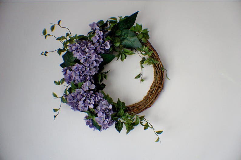 Hydrangea Front Door Wreath: Purple Floral Wedding Decor image 4