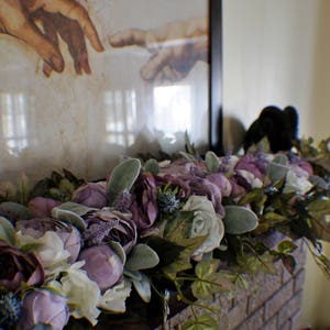 Mantel Swag, Floral Swag, Lavender Swag, Fireplace Swag Bathroom Swag Picture Swag Everyday Floral Swag Flower arrangement Table Centerpiece