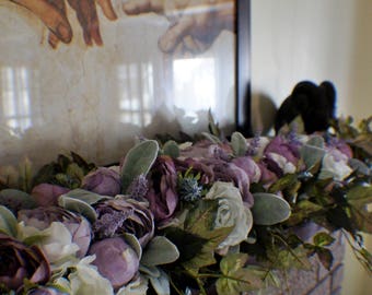 Mantel Swag, Floral Swag, Lavender Swag, Fireplace Swag Bathroom Swag Picture Swag Everyday Floral Swag Flower arrangement Table Centerpiece