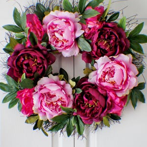 Peony Wreath, Farmhouse Front Door Wreath, Peony Wreath, Spring Summer Wreath, Everyday Greenery Wreath, Simple Wreath
