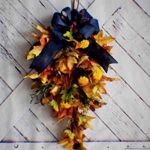Fall Swag, Fall Wreaths, Fall Front Door Swag, Vertical Door Swag, Red Wreath, Artificial Floral Swag, Thanksgiving, Ready to Ship