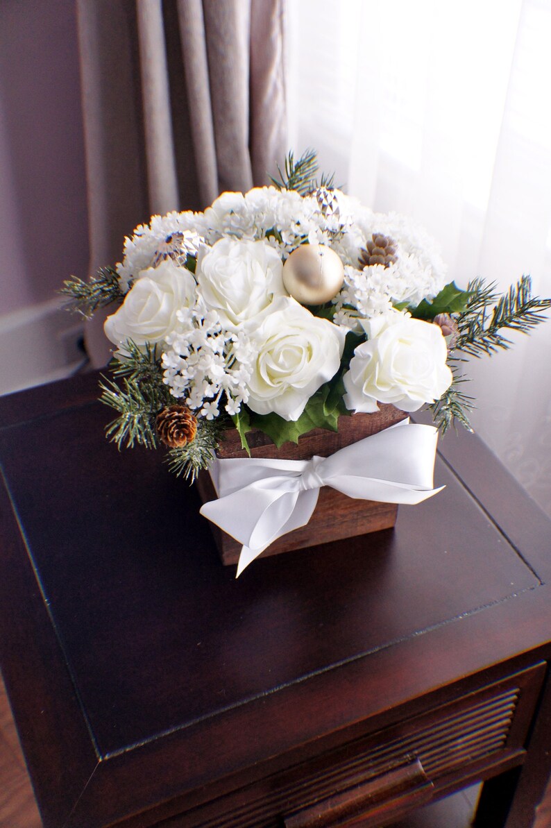 Christmas Arrangement Silk Flower Arrangement Ready to Ship Etsy