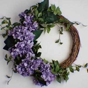 Hydrangea Front Door Wreath: Purple Floral Wedding Decor image 1