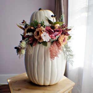 Large Silk flower arrangement, Pumpkin Arrangement, Fall Floral, Thanksgiving Centerpiece Fall Centerpiece, Kitchen Decor, Farmhouse Decor