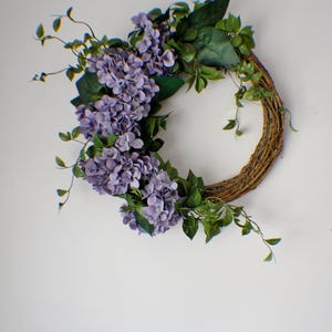 Hydrangea Front Door Wreath: Purple Floral Wedding Decor image 6