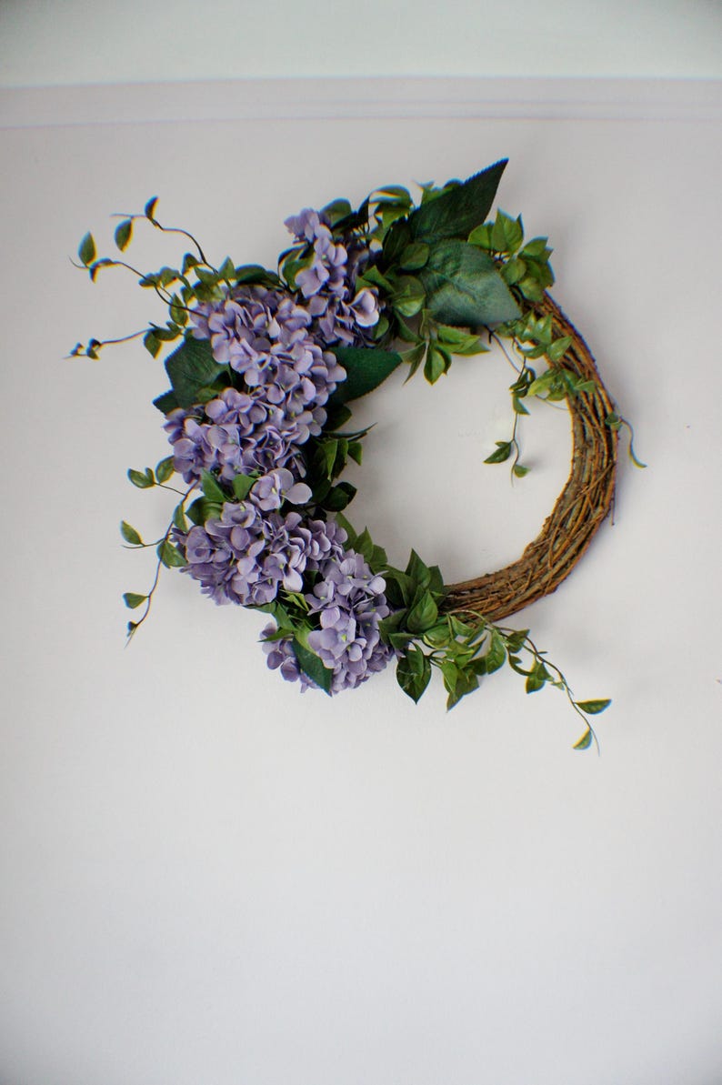 Hydrangea Front Door Wreath: Purple Floral Wedding Decor image 6