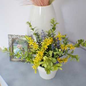 Farmhouse Arrangement, Sweet Veronica Lavender floral arrangement with real touch greenery tabletop or centerpiece