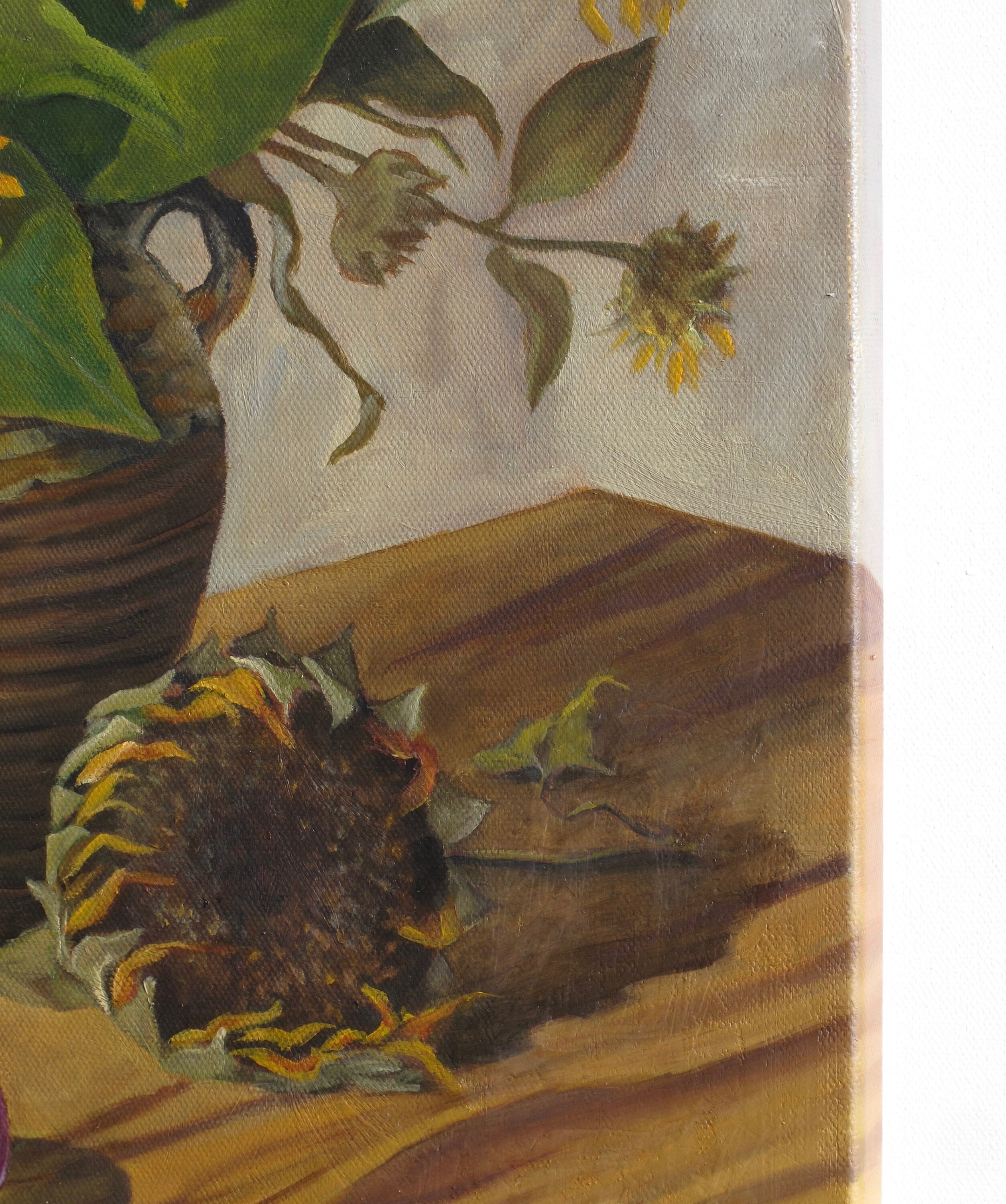 Bouquet of Sunflowers in a Vase, Still Life With a Bottle and Plums ...