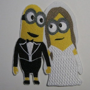 Hochzeit Minions Gestickter Aufnäher, Geschenk Braut & Bräutigam