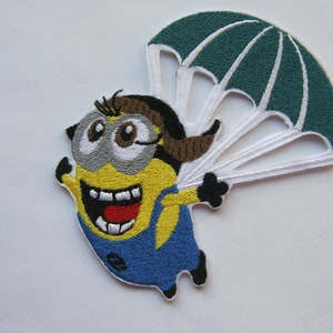 Minion Skydiver Embroidered Patch, Skydiving, Parachute, Parachutist, Gift For Him, Gift For Her, Flying, Paraglider, Airplane, Birthday