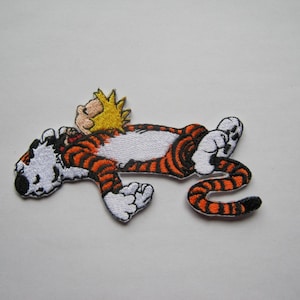 Calvin und Hobbes Sleeping Gestickter Aufnäher für Jungen & Tigerfreunde