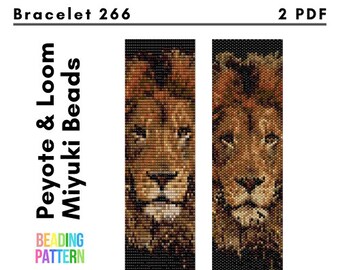 Instant Download Beading Pattern Peyote Stitch Bracelet Lion in Sunset Seed Bead Cuff