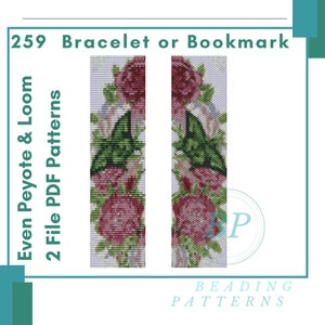 Flowers peyote loom patterns, peyote stitch woven loom, tutorial bracelets, instant file pattern, 259