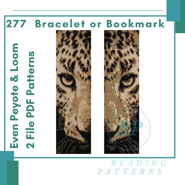 Leopard animal peyote loom, Patterns stitch woven loom, tutorial bracelets, cuff woven pattern, 277