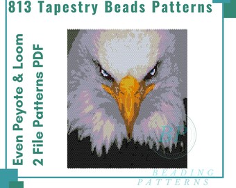 Eagle Tapestry even peyote and loom patterns, beads tapestry Miyuki Beaded, Seed beads diy large pattern, Even peyote stitch tapestry, 813