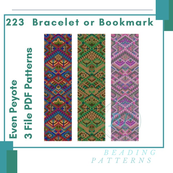 Modèles de bracelets en patchwork de peyotl, tutoriel de bijoux tissés en perles, 3 pdf un prix, 221