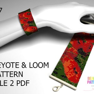 057, Even Peyote , cuff pattern, tutorial bracelets, peyote cuff, flower peyote, flower loom, seed bead pattern, even peyote, pattern loom zdjęcie 1