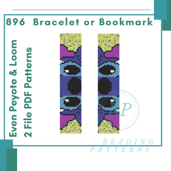 Even Peyote and loom stitch, patterns bookmarks or diy bracelet, children beading tiny beads, miyuki delicas file 2 pdf, 896