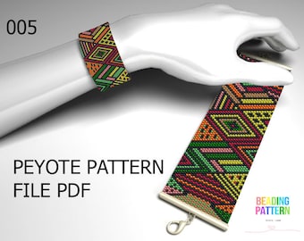 Patchwork geometric beading patterns, even peyote bracelets or bookmarks, cuff pattern tutorial miyuki, seed beads woven beaded, 005