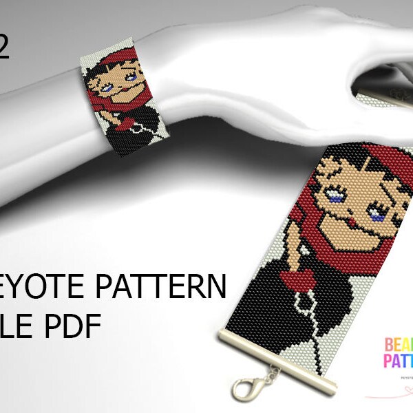032, betty boop, odd peyote pattern, bracelet peyote, betty pattern, cuff pattern, tutorial bracelets, children pattern, peyote cuff, peyote