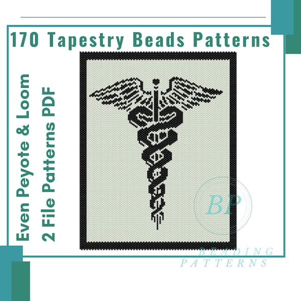 Pharmacy symbol even peyote and loom stitch, tapestry beaded patterns beads, chiropractic symbol miyuki delicas pattern beadwork, 170