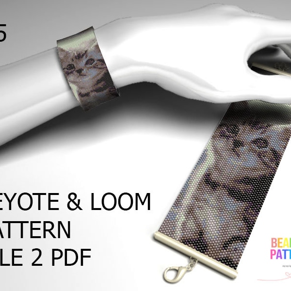 115, cat peyote, animal loom pattern, peyote pattern loom, cuff pattern, wide cuff, cat loom, beading pattern, seed bead pattern, loom bead