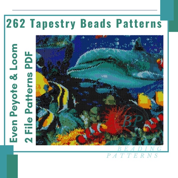 Métier à tisser peyotl corail océan mer, grand motif de perles Miyuki, rocailles bricolage, motifs de tapisserie, 262