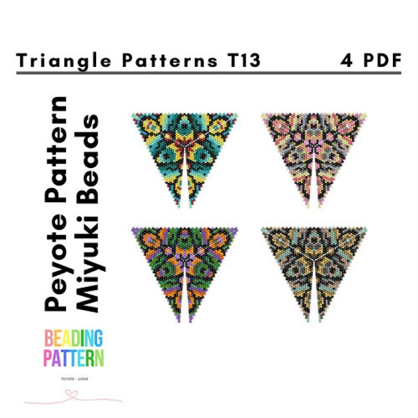 Modèle de perles triangulaires peyotl, tutoriel 3D pendentif triangle, modèle de tissage de perles, 4 instructions pdf, T13